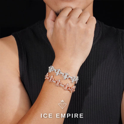 Iced Out Cross Rose Gold Plated Moissanite Cuban Chain