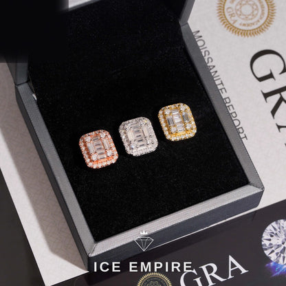 Iced Out Baguette 925 Silver Moissanite Earrings