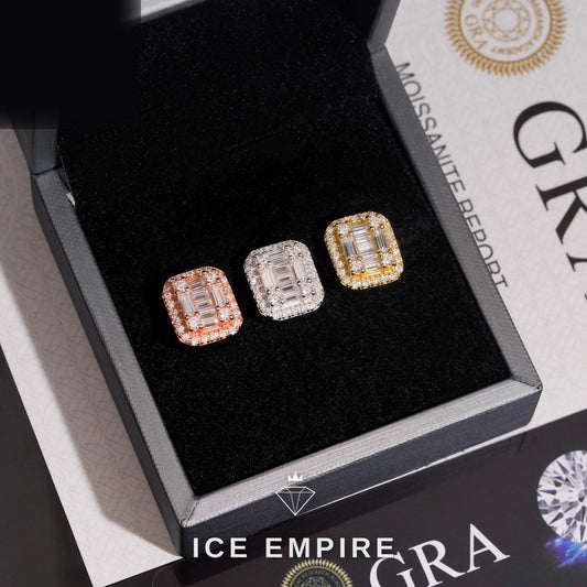 Iced Out Baguette 925 Silver Moissanite Earrings