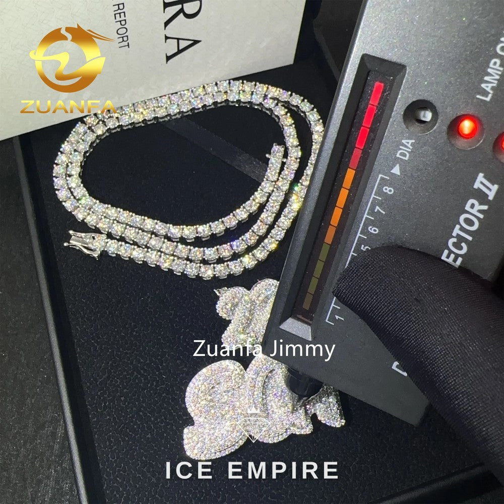 Iced Out 925 Silver Moissanite Tennis Chain