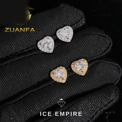Iced Out Heart Rose Gold Plated Moissanite Earrings