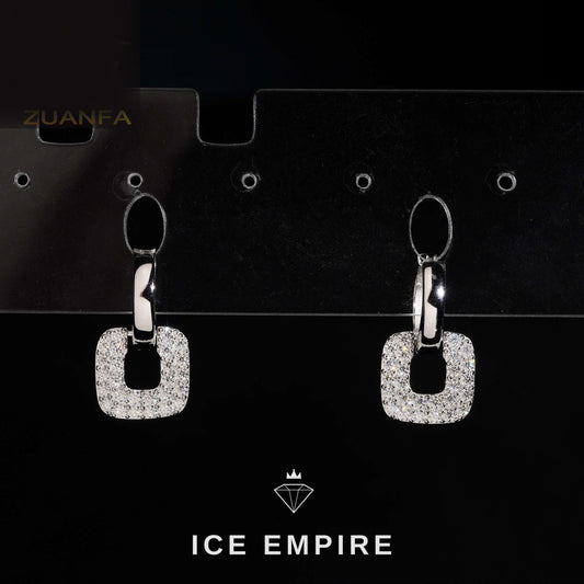Iced Out 925 Silver Moissanite Earrings