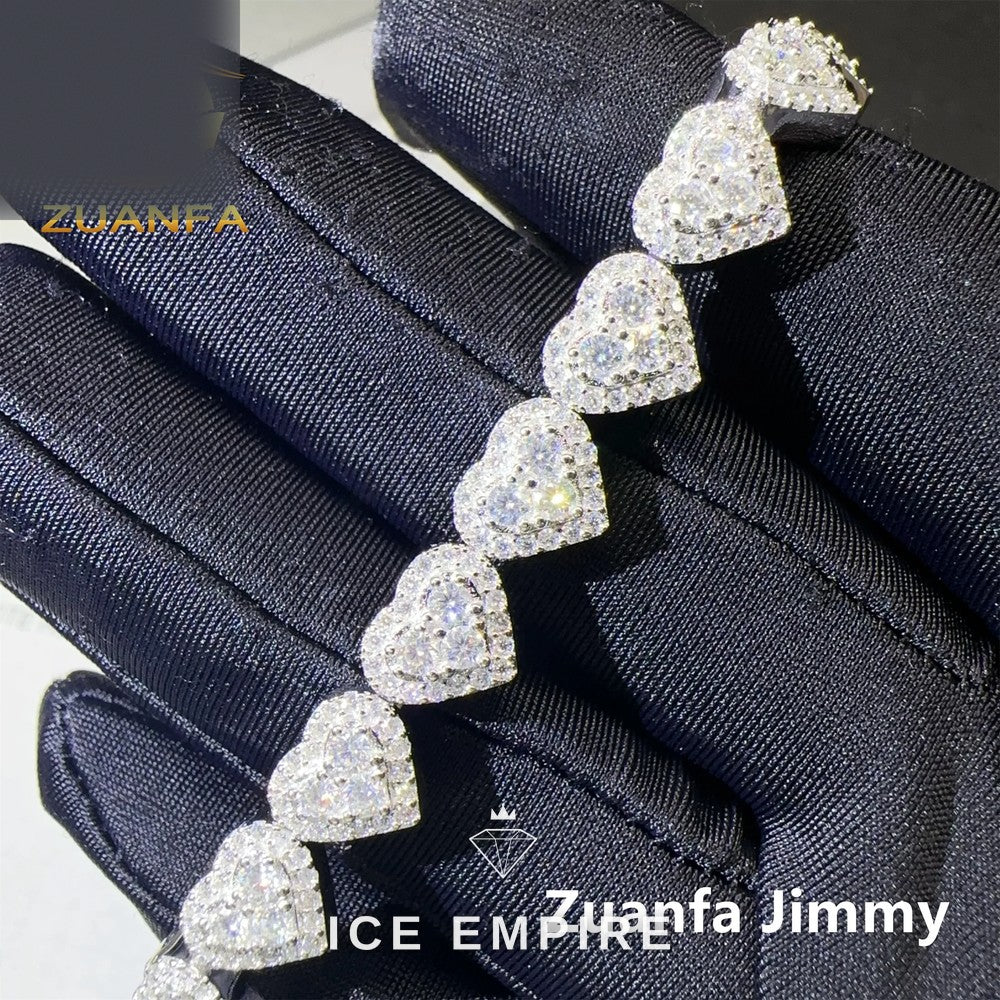 Iced Out Heart 925 Silver Moissanite Ring