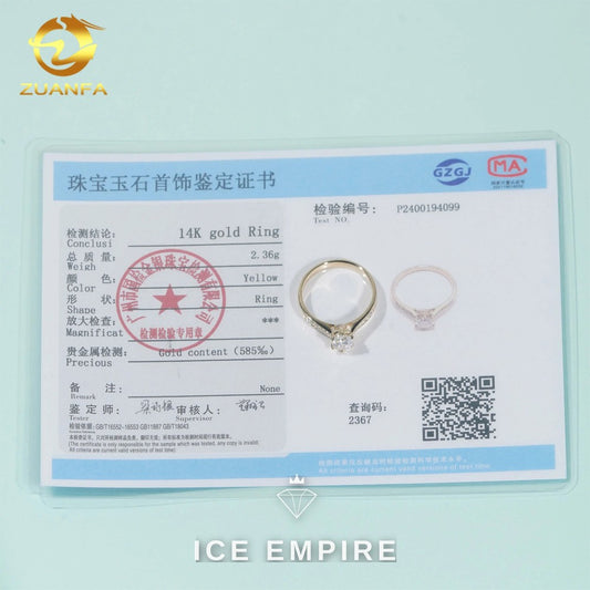 Iced Out 9K Gold Moissanite Engagement Ring