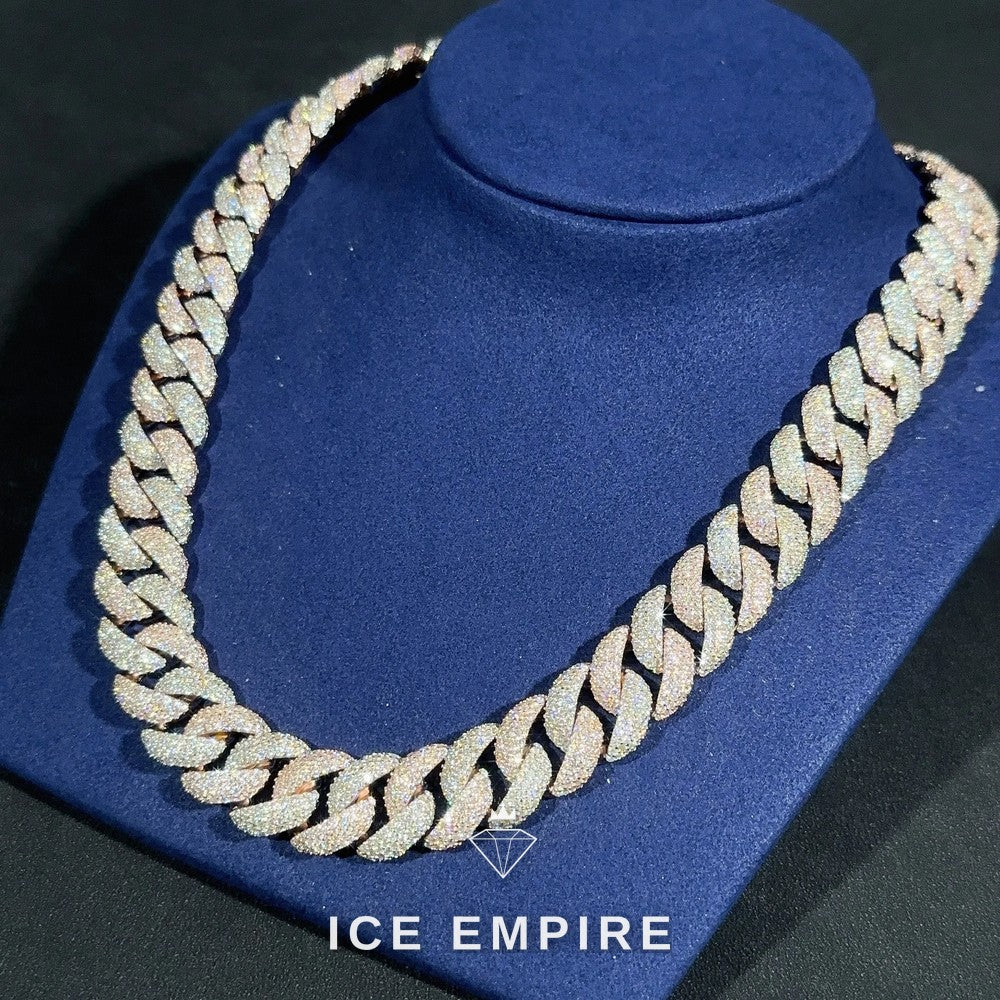 Iced Out Rose Gold Plated Moissanite Cuban Chain