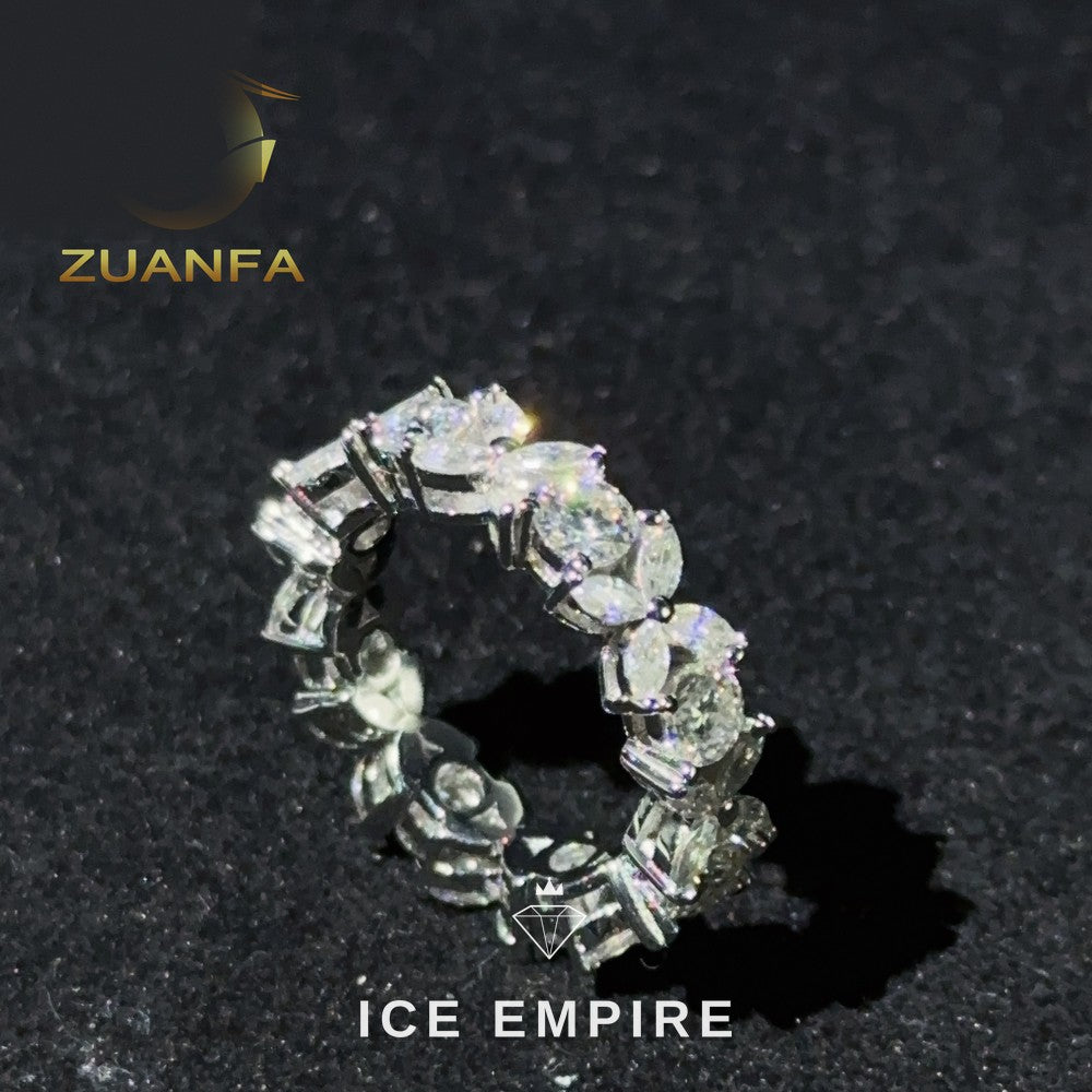 Iced Out 925 Silver Moissanite Engagement Ring