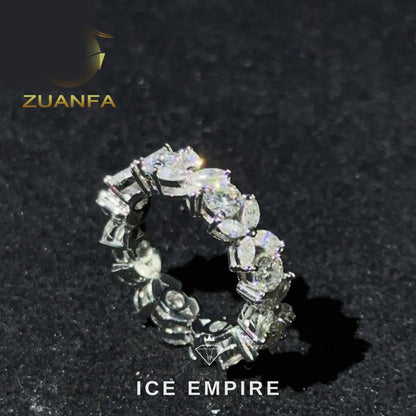 Iced Out 925 Silver Moissanite Engagement Ring