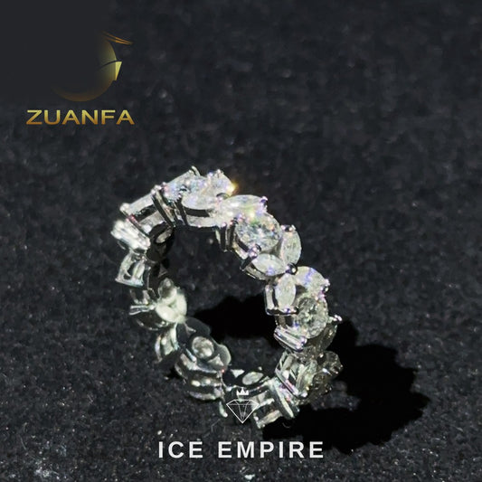 Iced Out 925 Silver Moissanite Engagement Ring