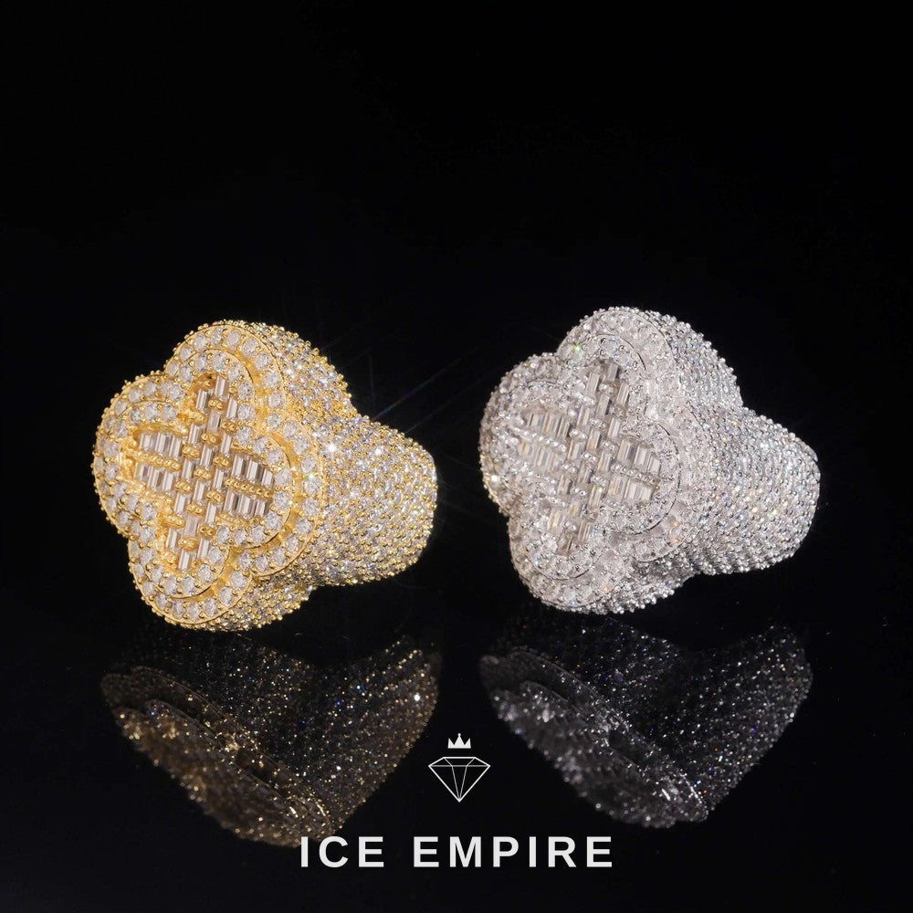 Iced Out Baguette Gold Plated Moissanite Ring