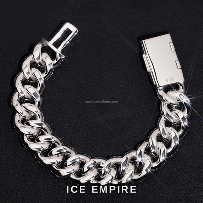 Iced Out 925 Silver Moissanite Cuban Chain