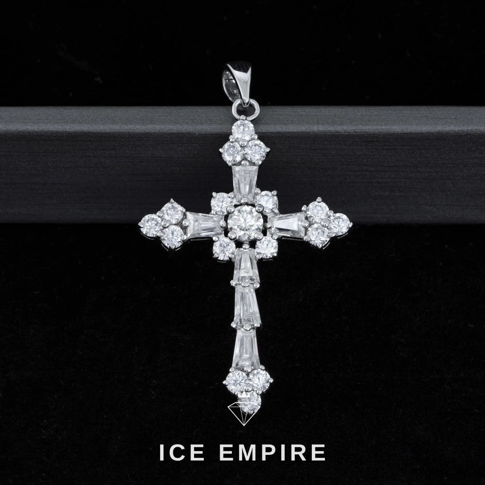 Iced Out Cross Gold Plated Moissanite Pendant