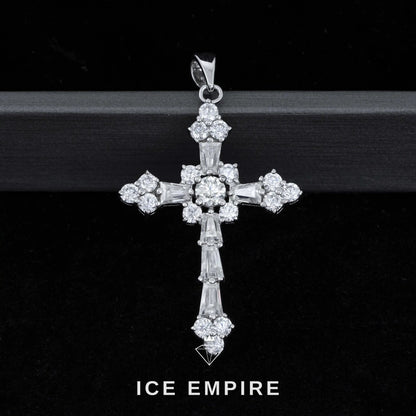 Iced Out Cross Gold Plated Moissanite Pendant