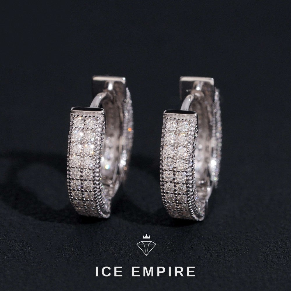 Iced Out 925 Silver Moissanite Hoop Earrings