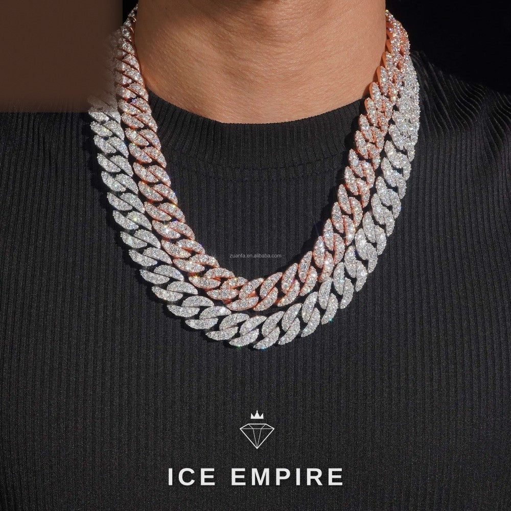 Iced Out Rose Gold Moissanite Cuban Chain