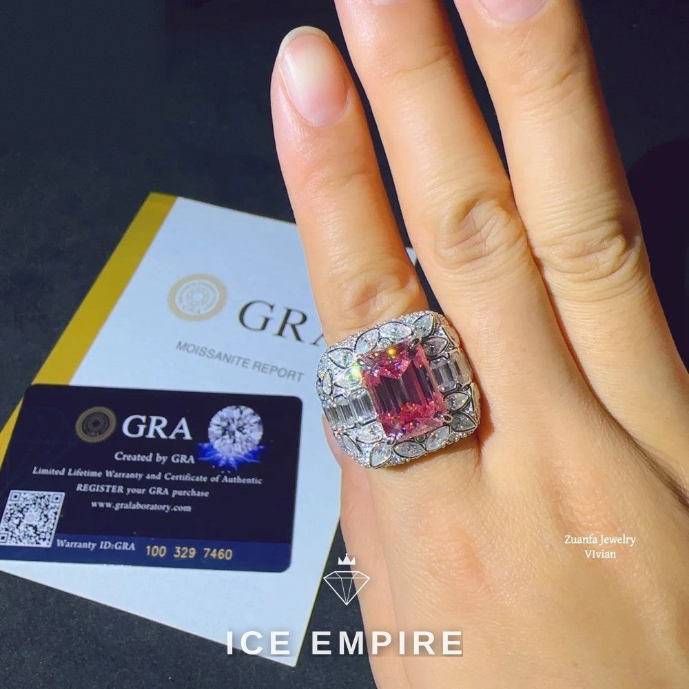 Iced Out Heart 10K Gold Moissanite Ring