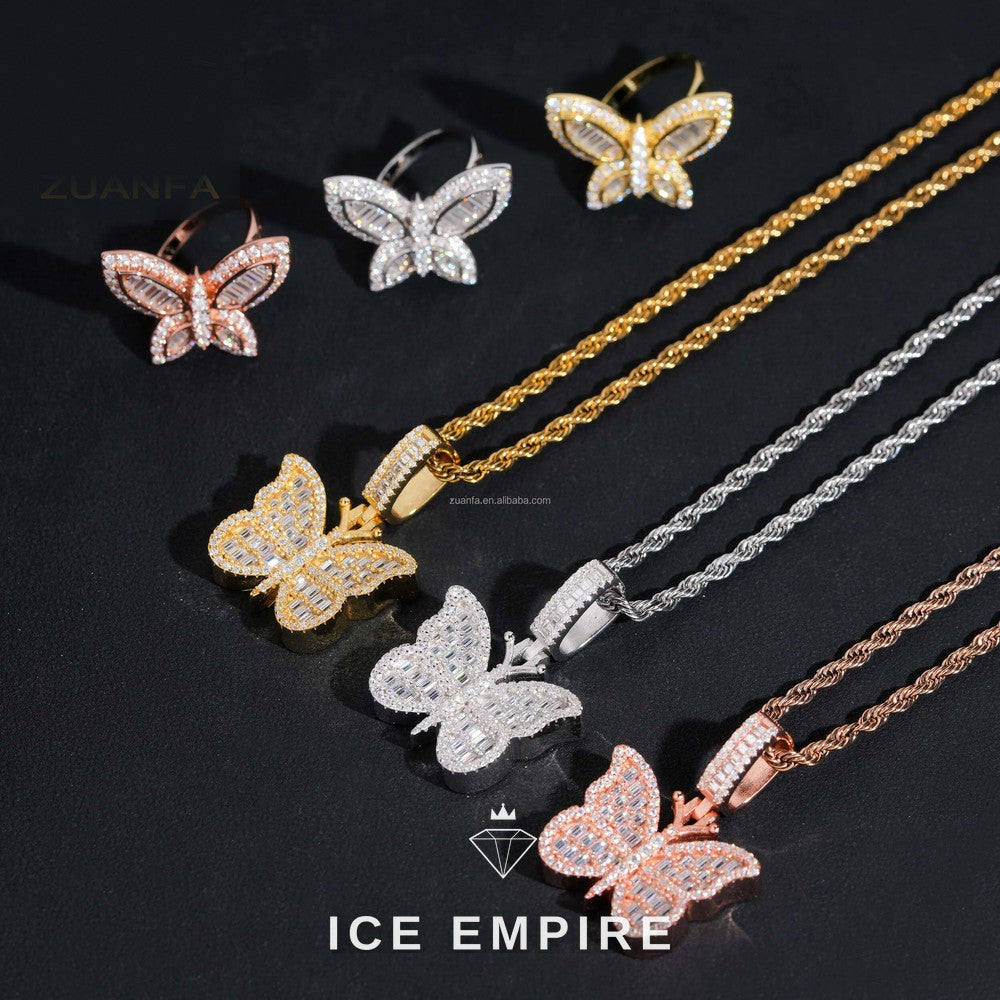 Iced Out Cross Rose Gold Plated Moissanite Pendant