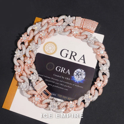 Iced Out Rose Gold Plated Moissanite Cuban Chain