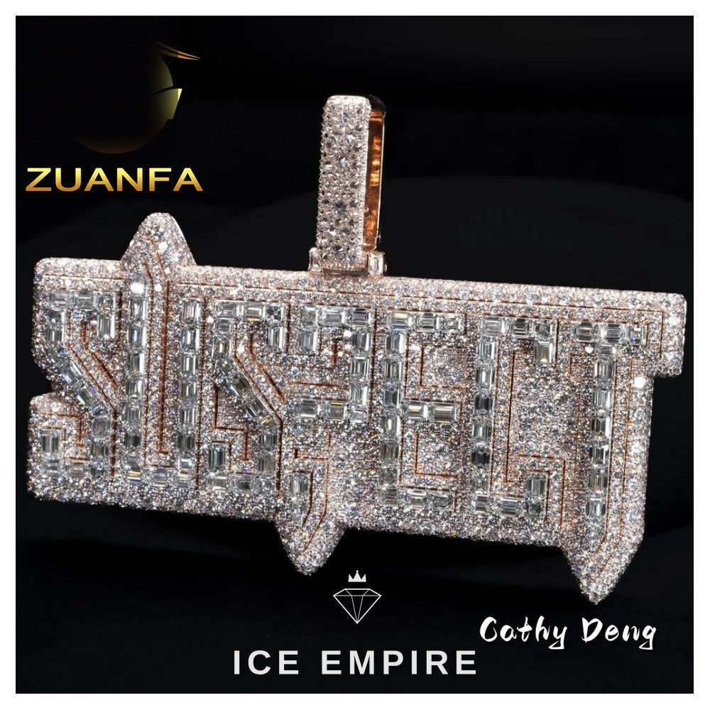 Iced Out Baguette Rose Gold Plated Moissanite Cuban Chain