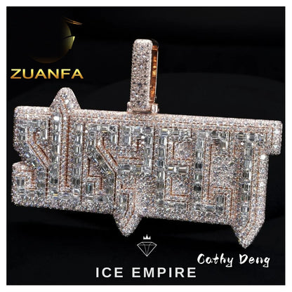 Iced Out Baguette Rose Gold Plated Moissanite Cuban Chain