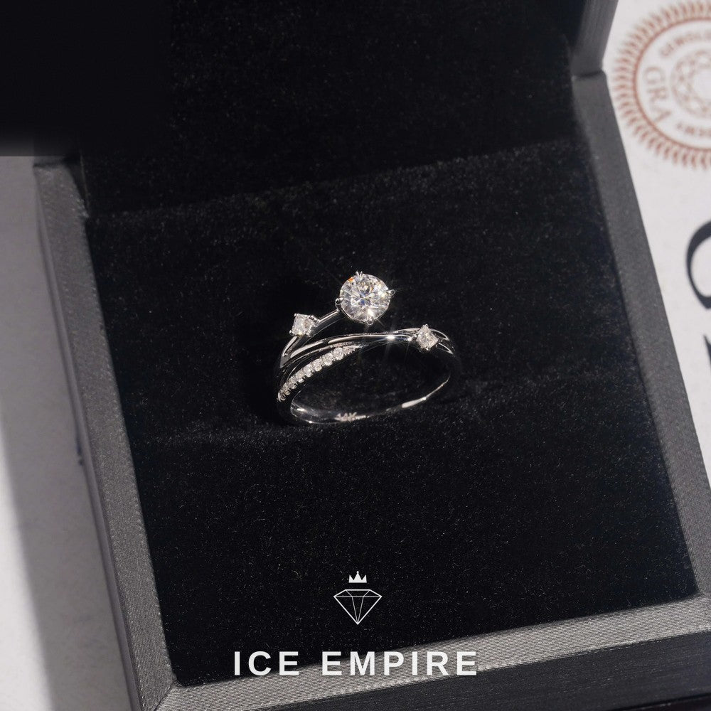 Iced Out Cluster 14K Gold Moissanite Engagement Ring
