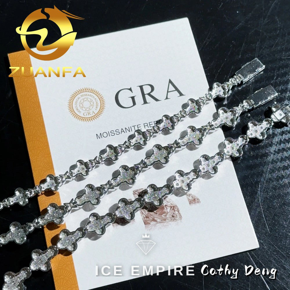 Iced Out Cross 925 Silver Moissanite Cuban Chain