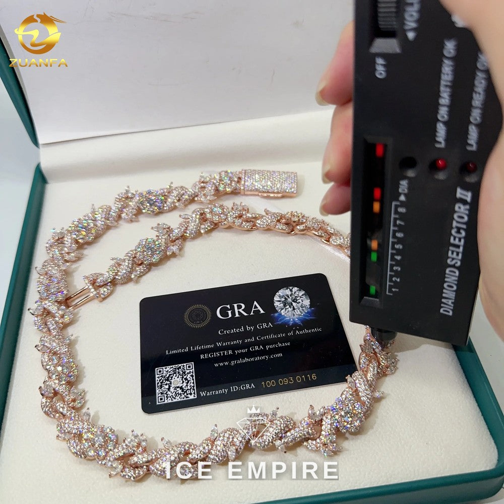 Iced Out Rose Gold Plated Moissanite Cuban Chain
