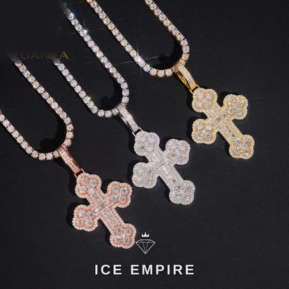 Iced Out Baguette 925 Silver Pendant