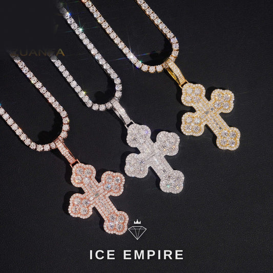 Iced Out Baguette 925 Silver Pendant