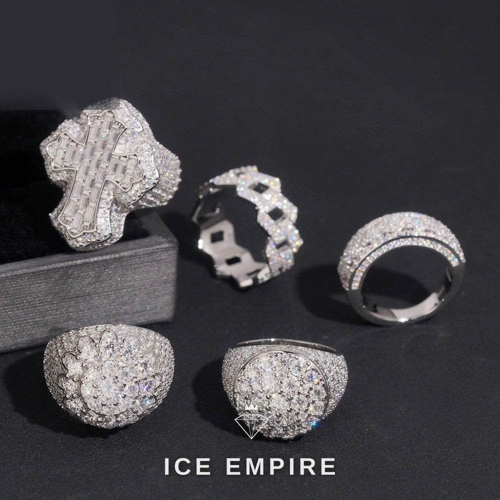 Iced Out 925 Silver Moissanite Ring