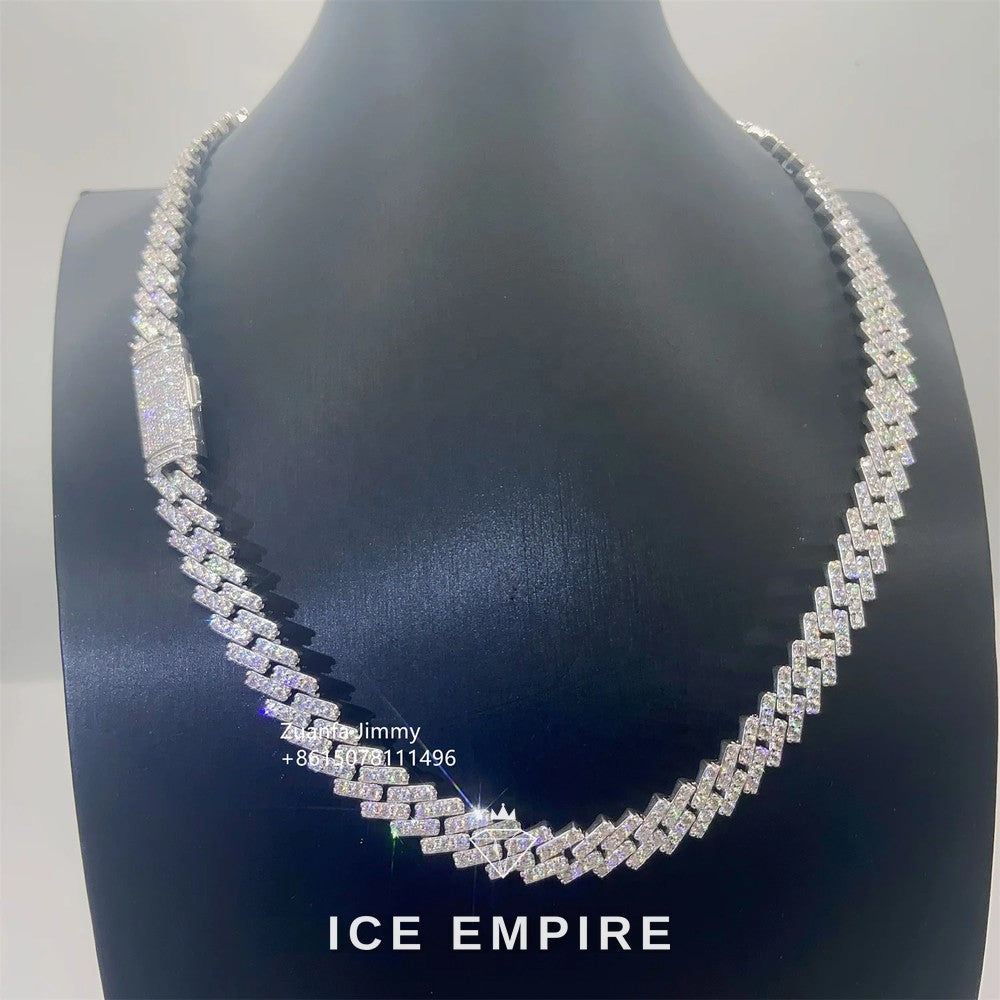 Iced Out 925 Silver Moissanite Cuban Chain