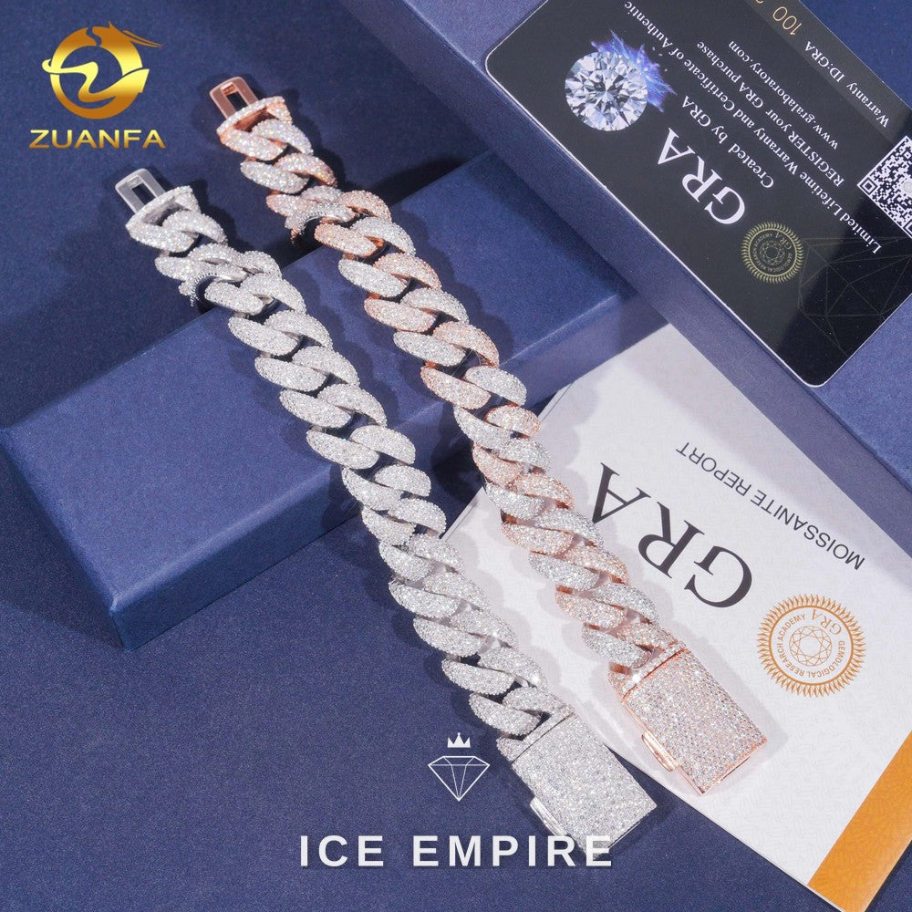 Iced Out 925 Silver Moissanite Cuban Chain