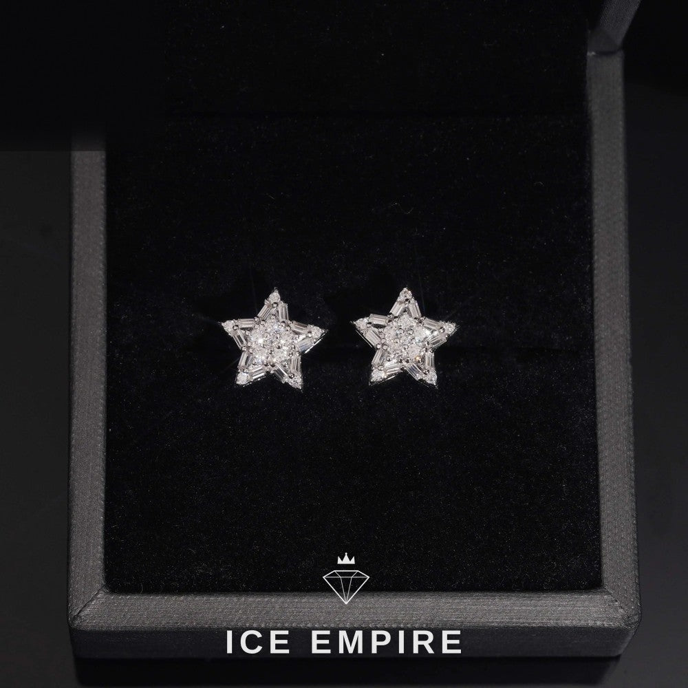 Iced Out Baguette Rose Gold Plated Moissanite Stud Earrings