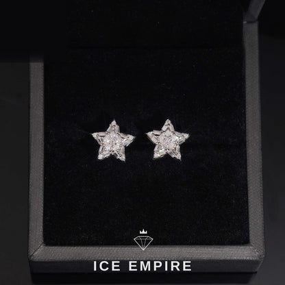 Iced Out Baguette Rose Gold Plated Moissanite Stud Earrings