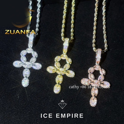 Iced Out Cross Rose Gold Plated Pendant