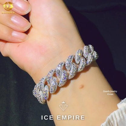 Iced Out Cross Rose Gold Plated Moissanite Cuban Chain