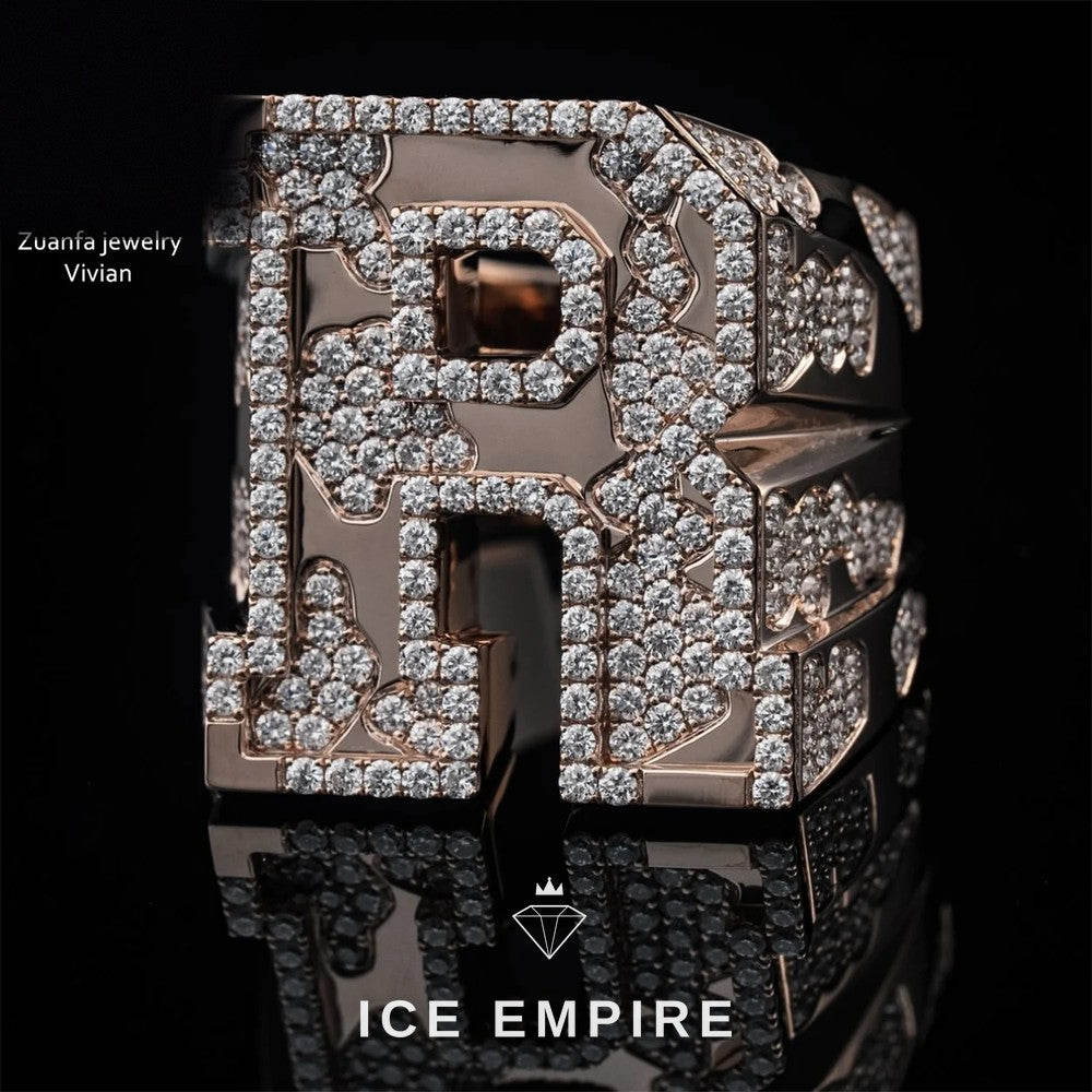 Iced Out Rose Gold Plated Moissanite Ring
