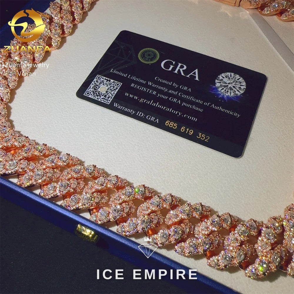 Iced Out Rose Gold Plated Moissanite Cuban Chain