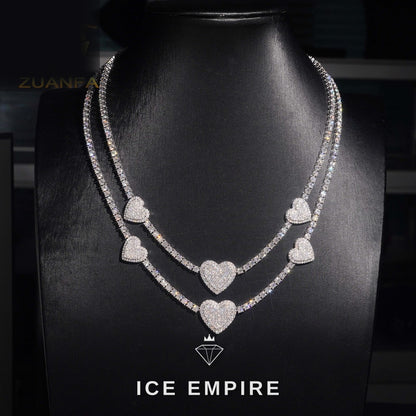 Iced Out Heart Rose Gold Plated Moissanite Cuban Chain
