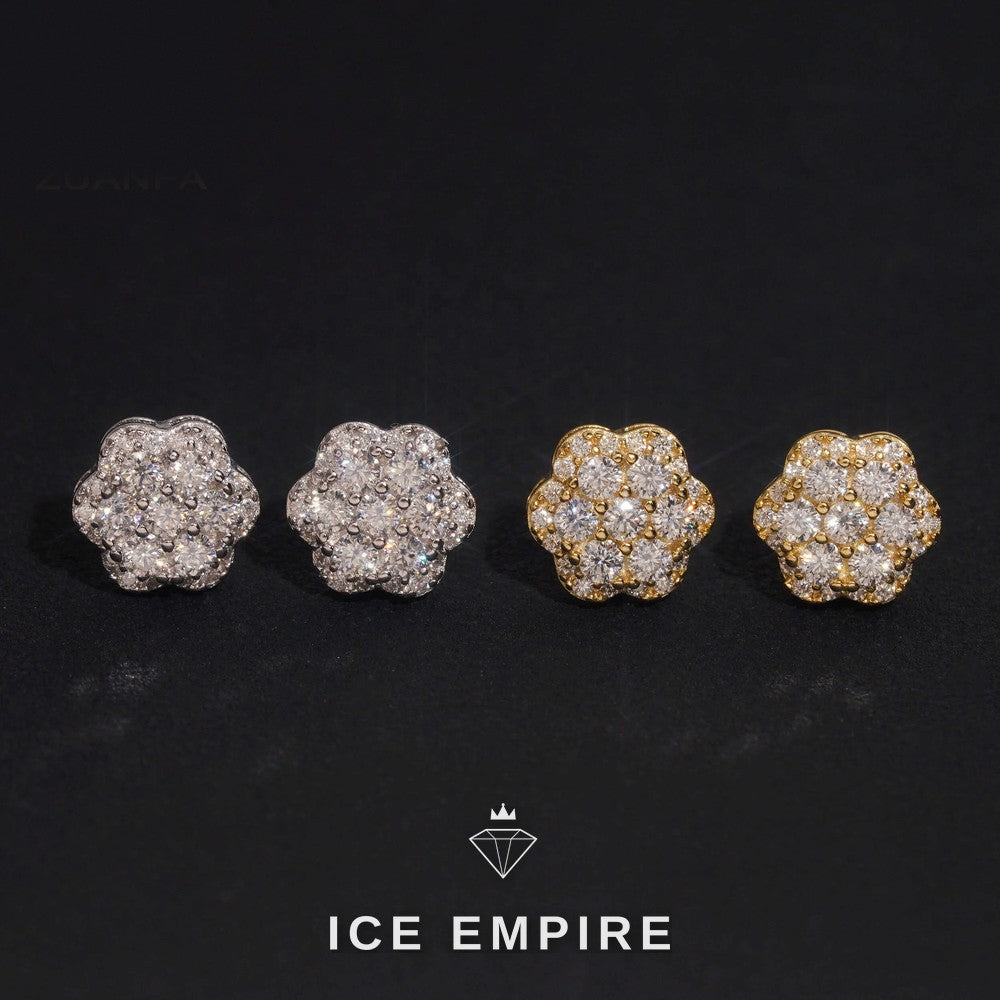 Iced Out Cluster 925 Silver Moissanite Earrings