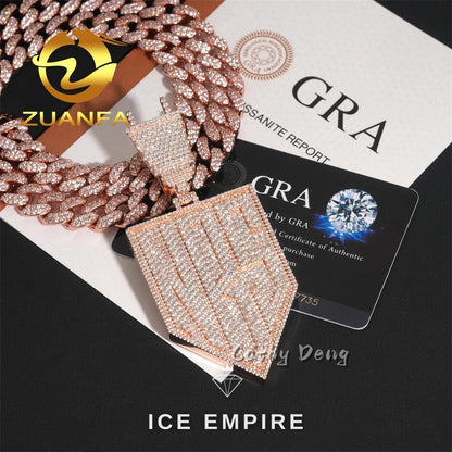 Iced Out Baguette Rose Gold Plated Moissanite Cuban Chain