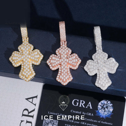 Iced Out Baguette Rose Gold Plated Moissanite Pendant