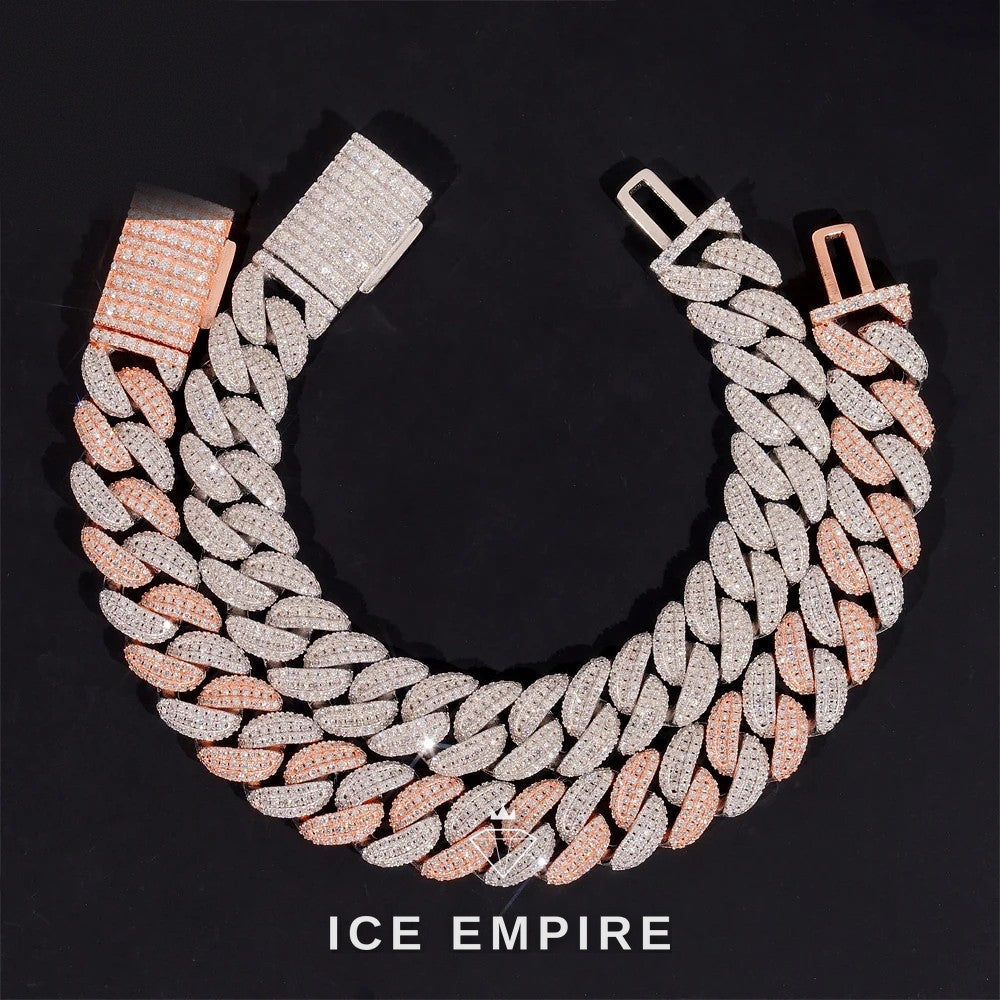 Iced Out Rose Gold Plated Moissanite Cuban Chain