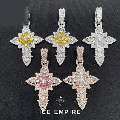 Iced Out Cross 925 Silver Moissanite Pendant