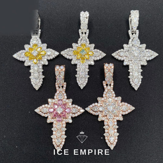 Iced Out Cross 925 Silver Moissanite Pendant