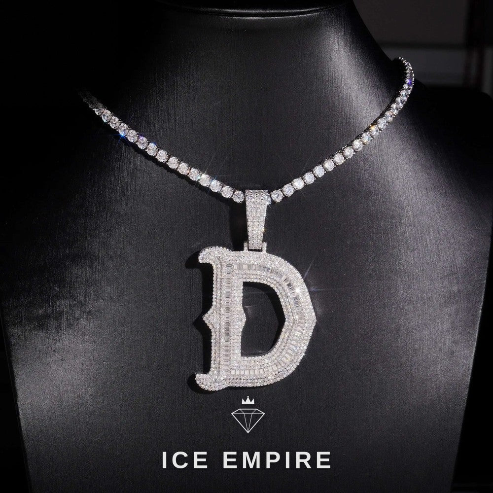 Iced Out Baguette 925 Silver Moissanite Pendant