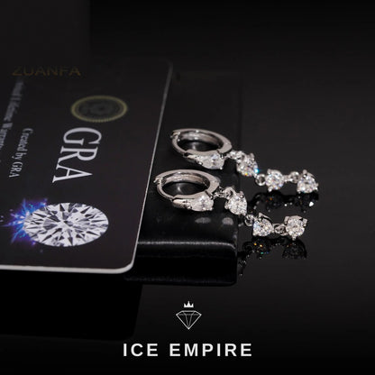 Iced Out 925 Silver Moissanite Hoop Earrings
