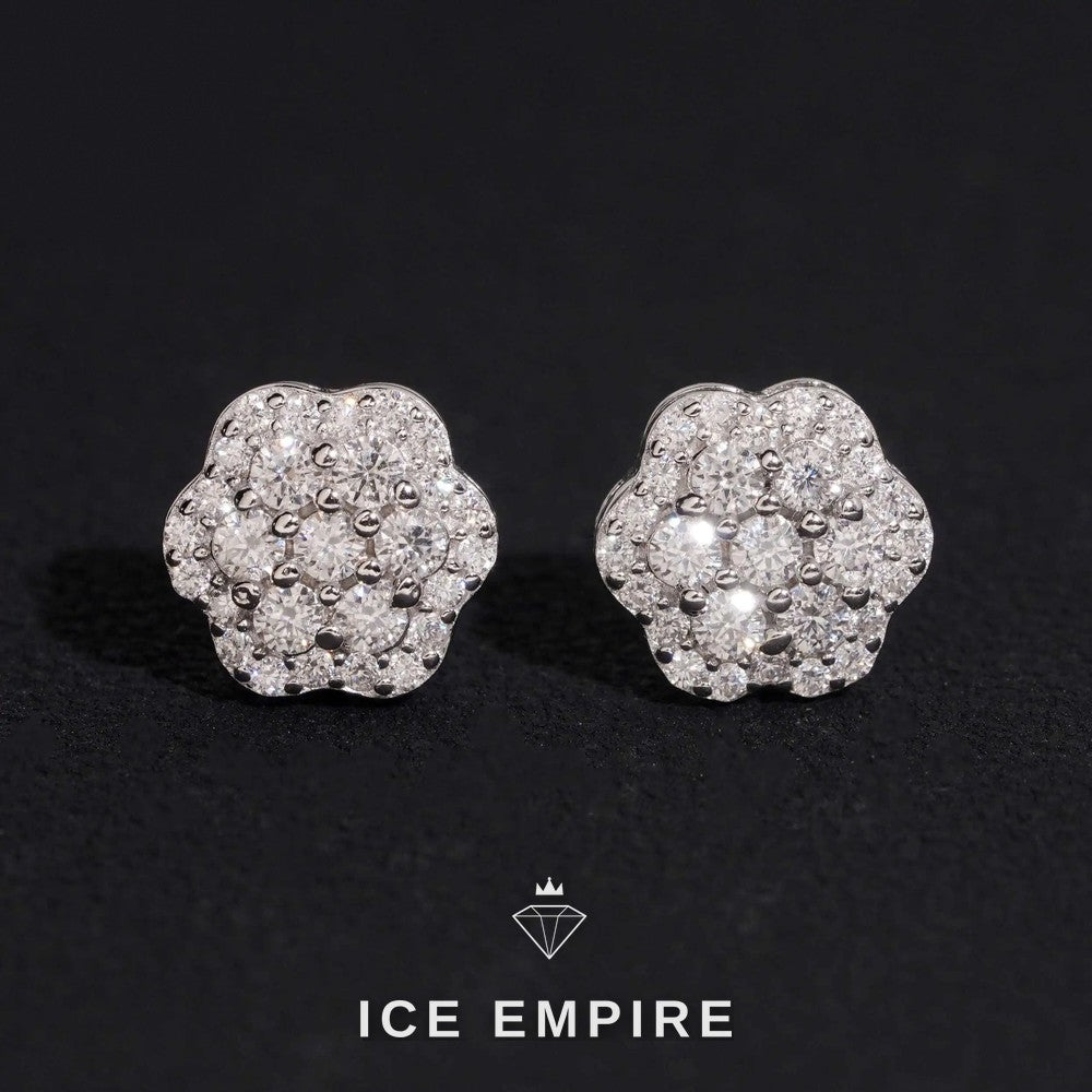 Iced Out 14K Gold Moissanite Stud Earrings