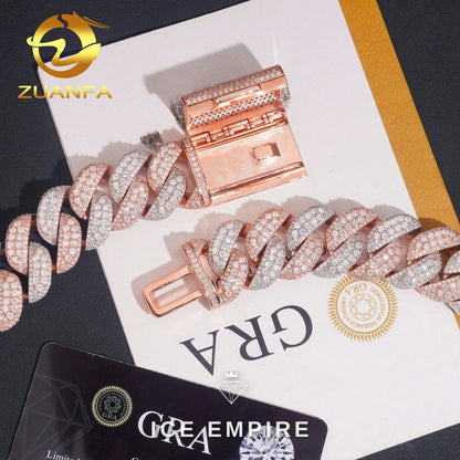 Iced Out Rose Gold Moissanite Cuban Chain
