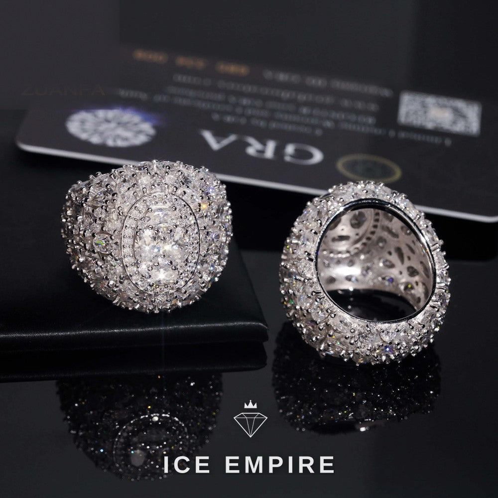 Iced Out Cluster 925 Silver Moissanite Ring