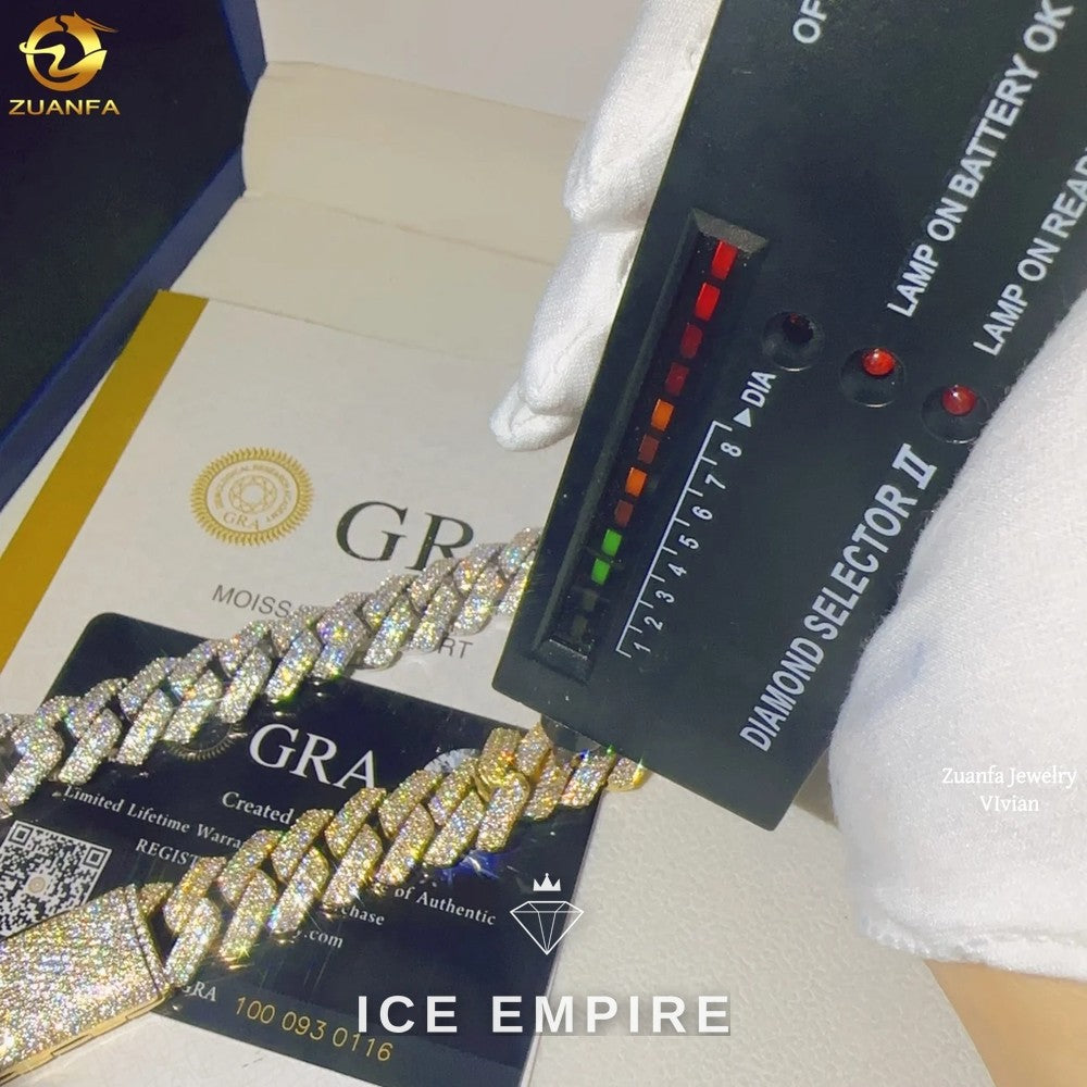 Iced Out 925 Silver Moissanite Cuban Chain